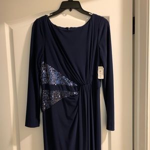 New w tag long sleeve navy gown